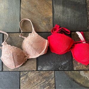 Victoria's Secret Lace Bra Set - Red and Mauve